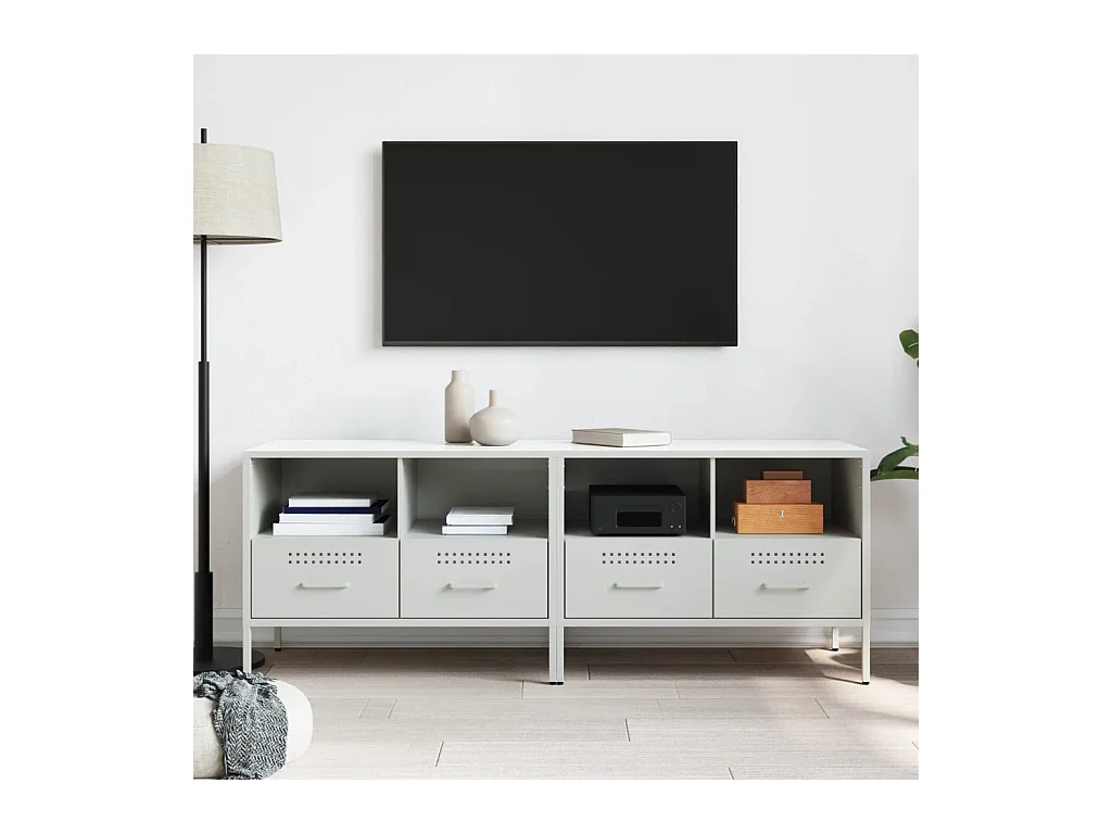 Meubles TV 2 pcs blanc 68x39x50,5 cm acier