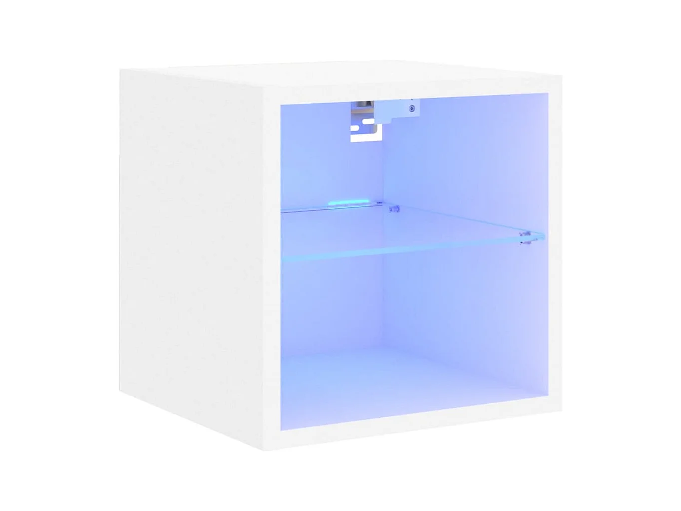 Wandmontierter TV-Schrank mit LED-Beleuchtung, weiß, 30x28,5x30 cm