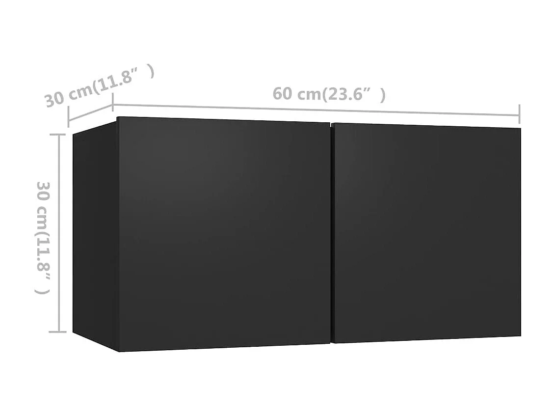 Set di mobili porta TV da 3 pezzi in legno ingegnerizzato nero