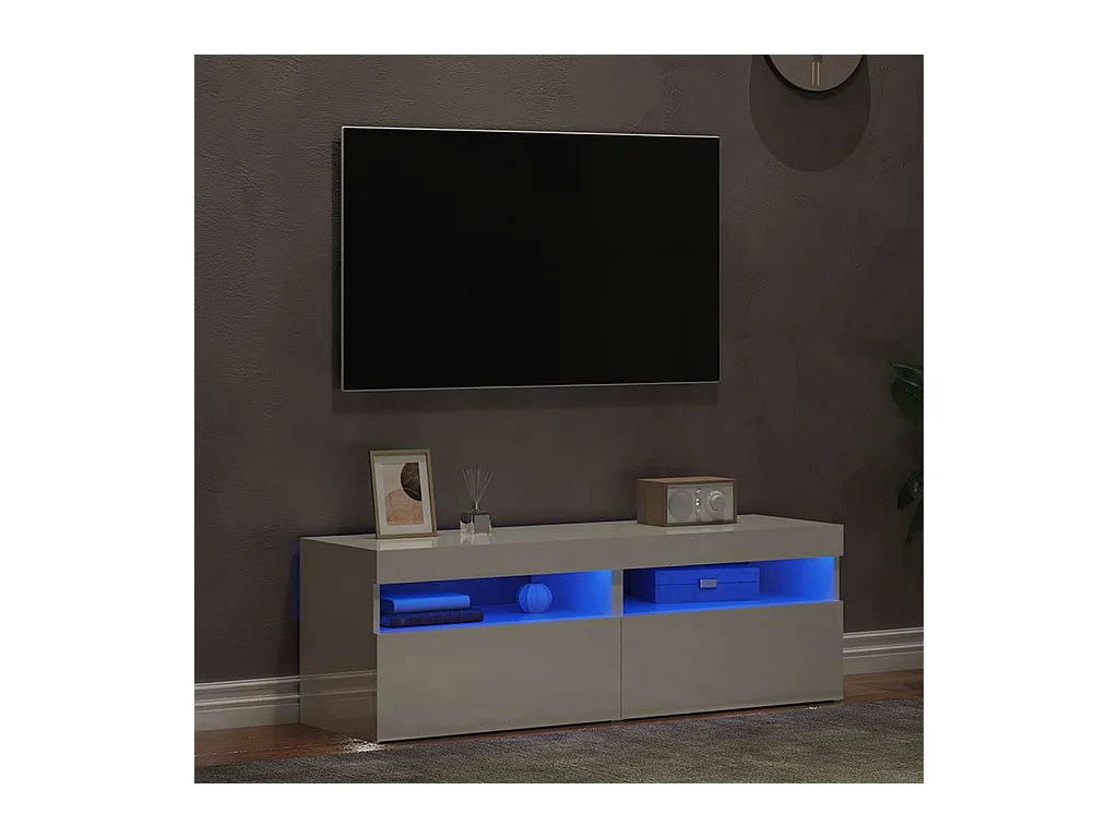 TV-kasten met LED-verlichting 2 stuks glanzend wit 60x35x40 cm