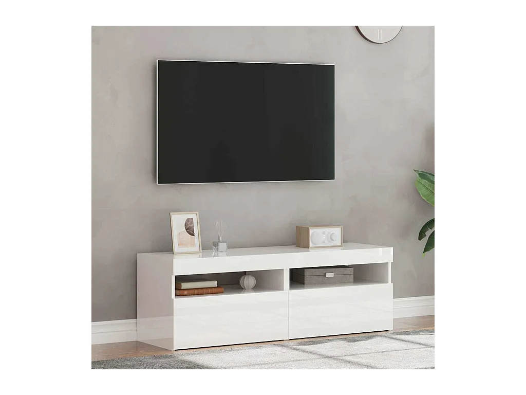 TV-kasten met LED-verlichting 2 stuks glanzend wit 60x35x40 cm