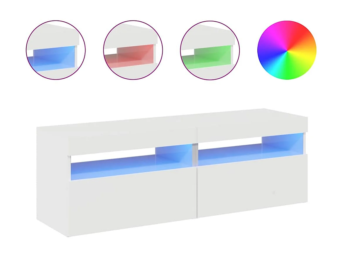 Mobili TV con luci LED 2 pz bianco lucido 60x35x40 cm