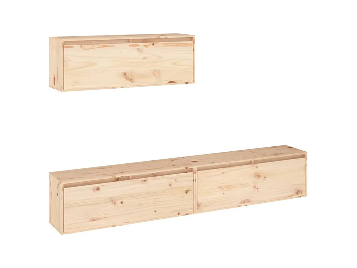 Mueble TV 3 piezas Madera maciza de pino