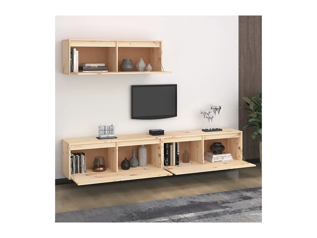 Mueble TV 3 piezas Madera maciza de pino