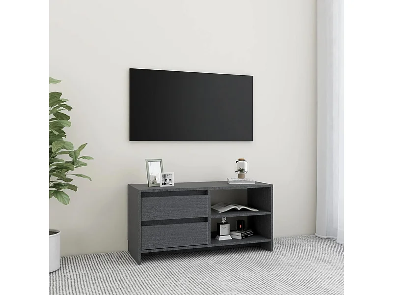 Grijze tv-kast 80x31x39 cm Massief grenenhout