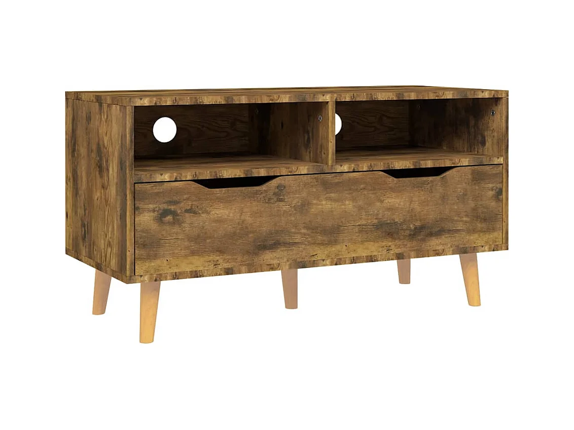 TV-meubel van gerookt eikenhout 90x40x48,5 cm bewerkt hout