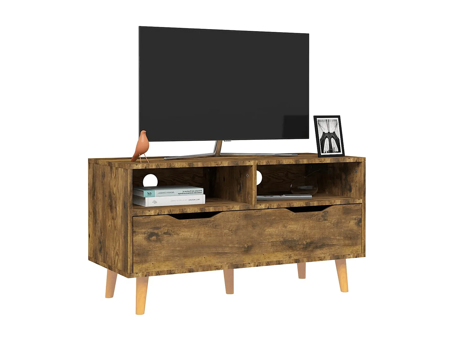 Mobile TV in rovere affumicato 90x40x48,5 cm in legno ingegnerizzato