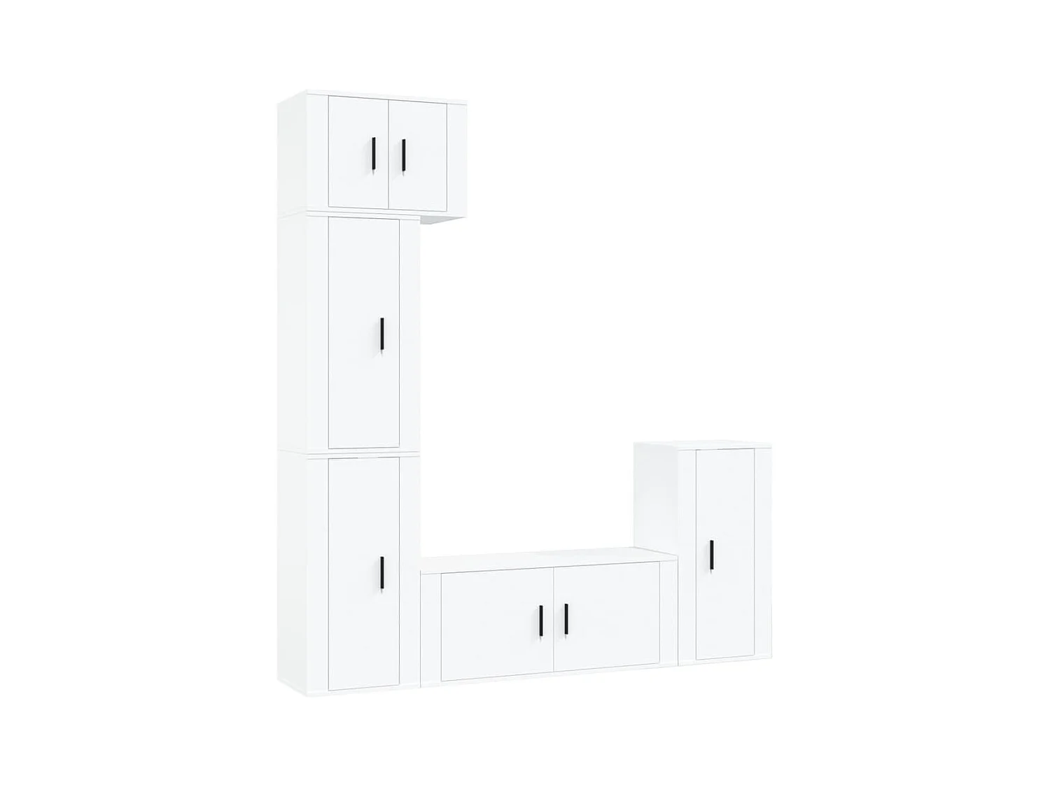 Ensemble de meubles TV 5 pcs Blanc Bois d'ingénierie