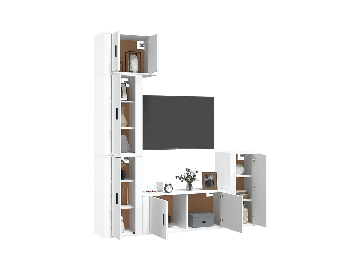 Ensemble de meubles TV 5 pcs Blanc Bois d'ingénierie