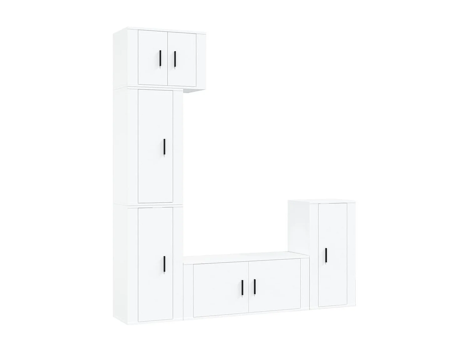 Ensemble de meubles TV 5 pcs Blanc Bois d'ingénierie
