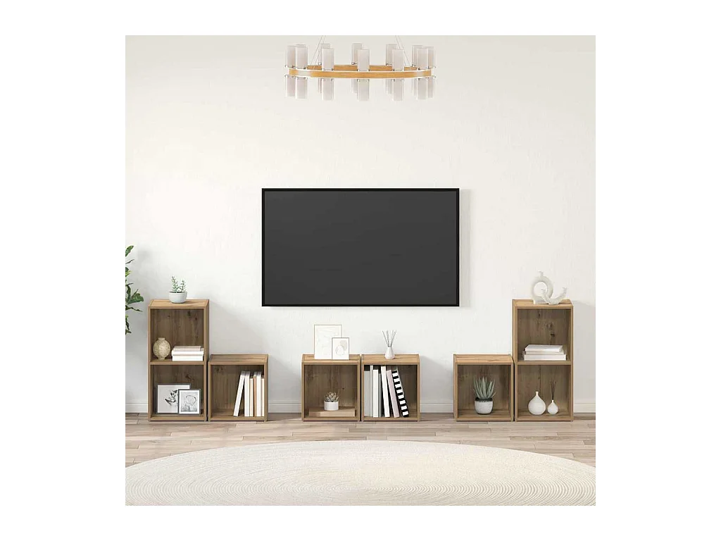 TV-meubelset 6-delig Handgemaakt eikenhout 37 x 35 x 72 cm