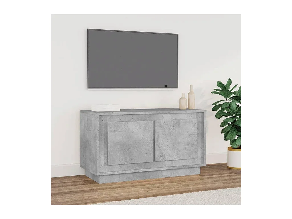 Meuble TV gris béton 80x35x45 cm bois d'ingénierie