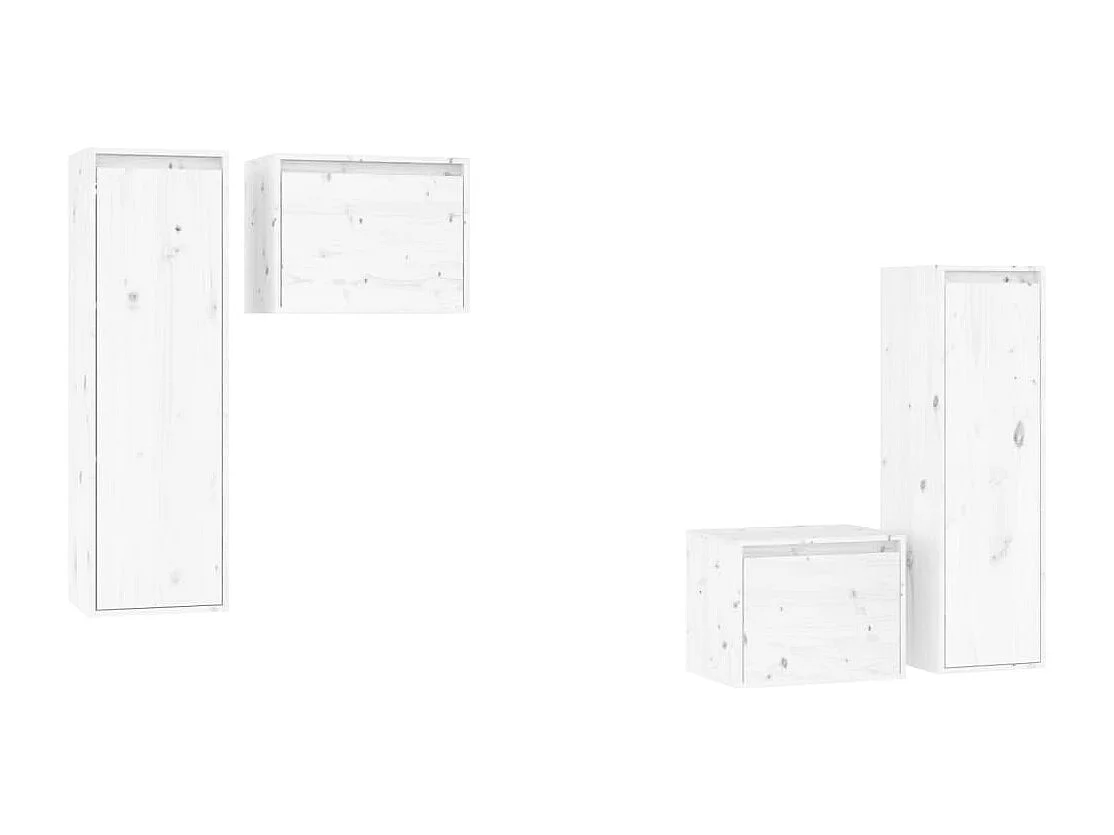 Meubles TV 4 pcs Blanc Bois massif de pin