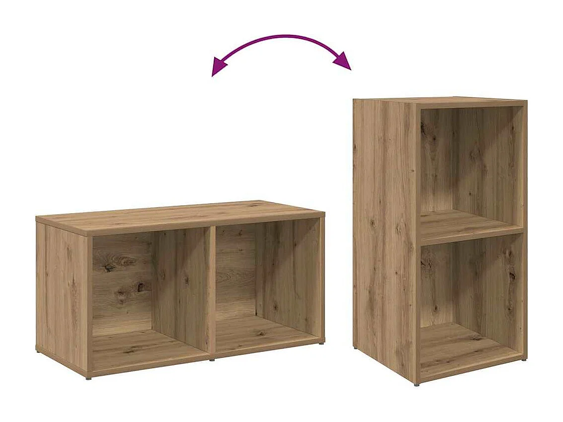 Set porta TV 2 pezzi, rovere lavorato a mano, 72 x 35 x 36,5 cm