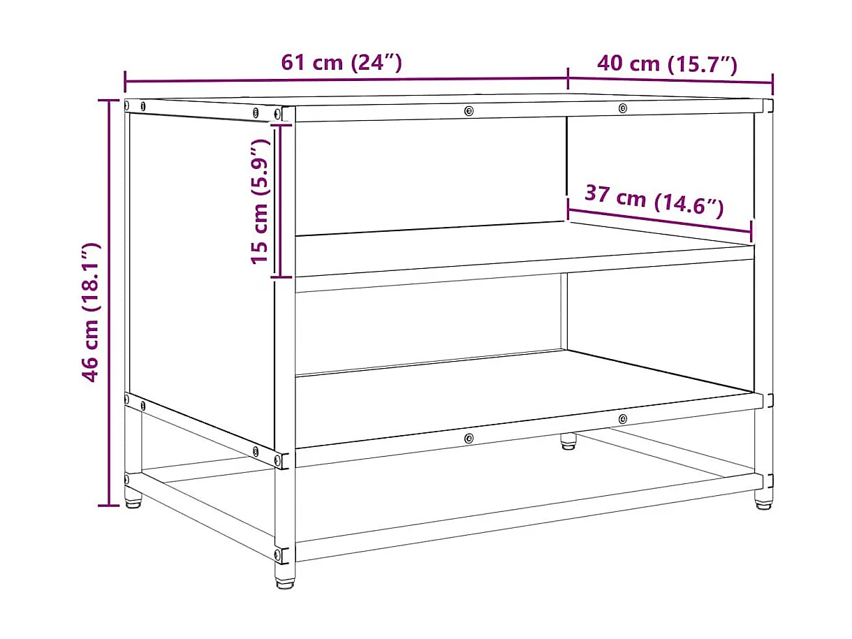 Meuble TV chêne artisanal 61 x 40 x 46 cm Bois d'ingénierie