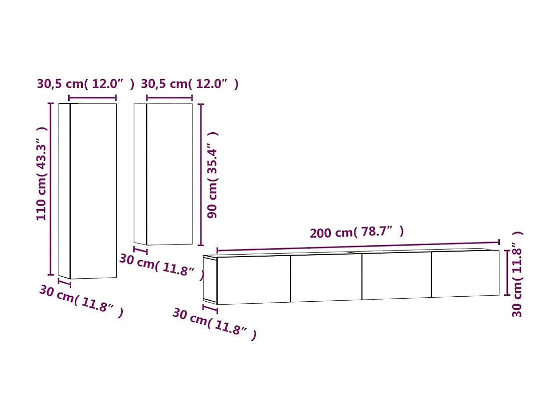 Ensemble de meubles TV 4 pcs Chêne sonoma Bois d'ingénierie