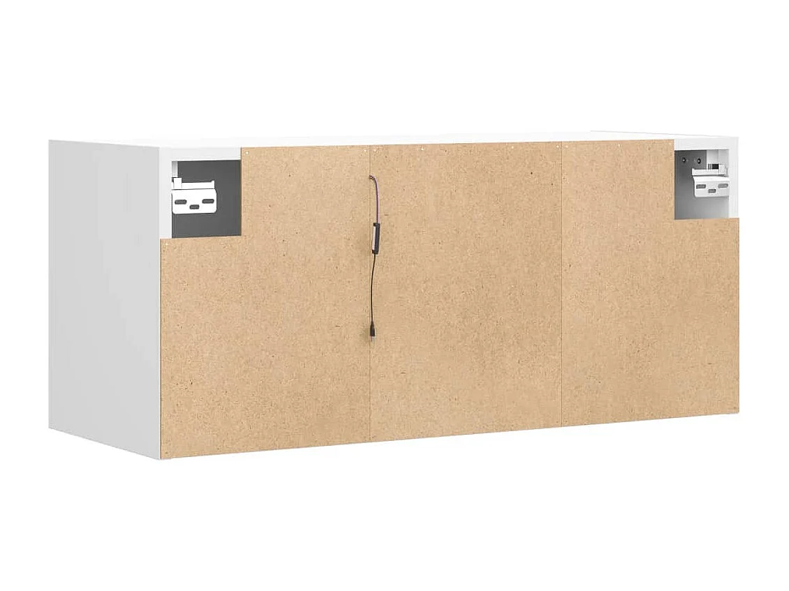 Mobile porta TV a parete con luci LED, bianco, 80x31x35 cm