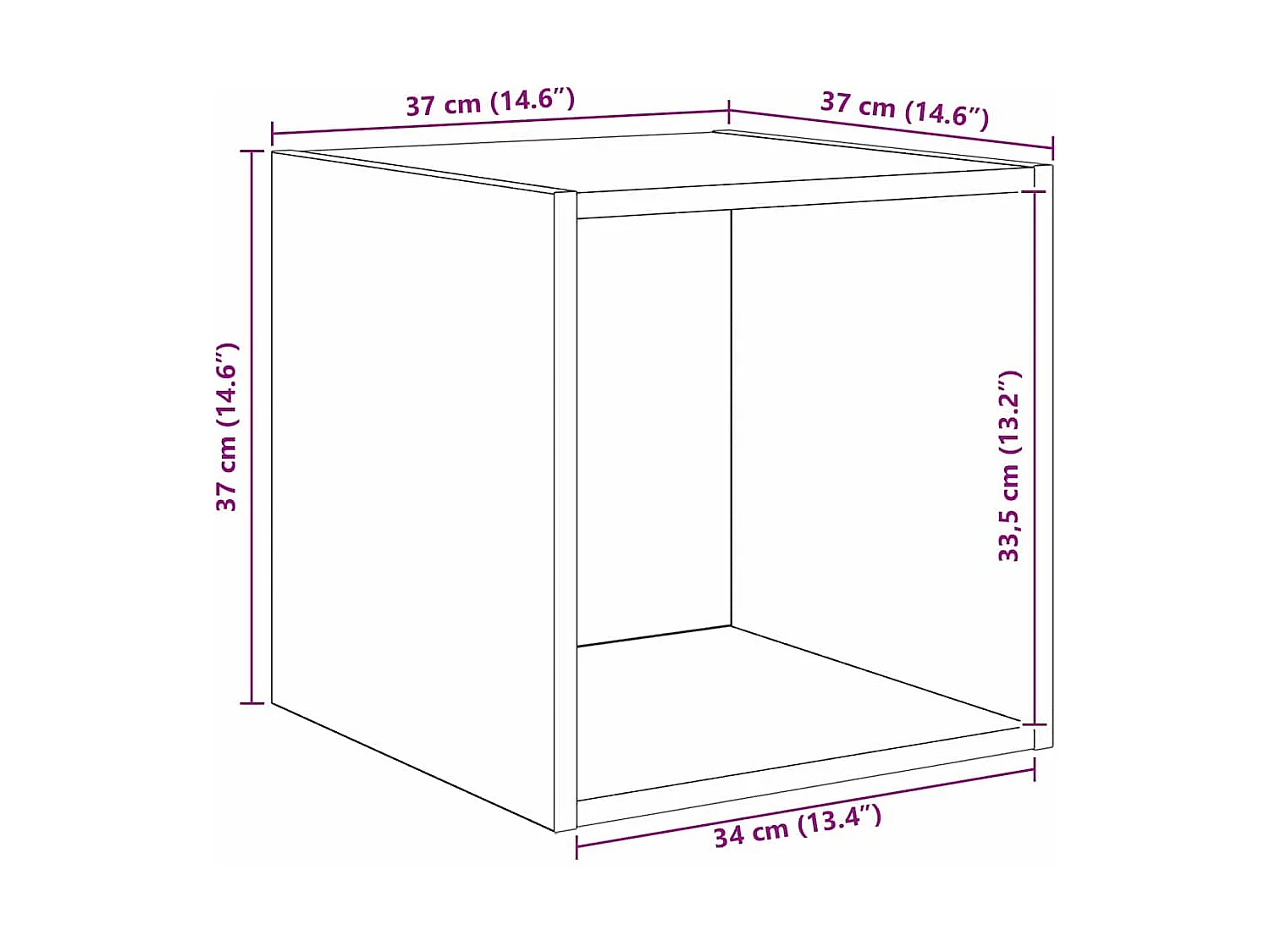 Conjunto de mueble de TV de 4 piezas, roble hecho a mano, 37 x 37 x 142,5 cm
