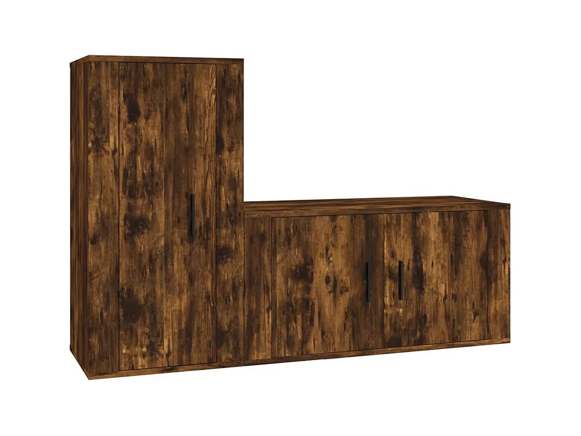 Ensemble de meubles TV 2 pcs Chêne fumé Bois d'ingénierie