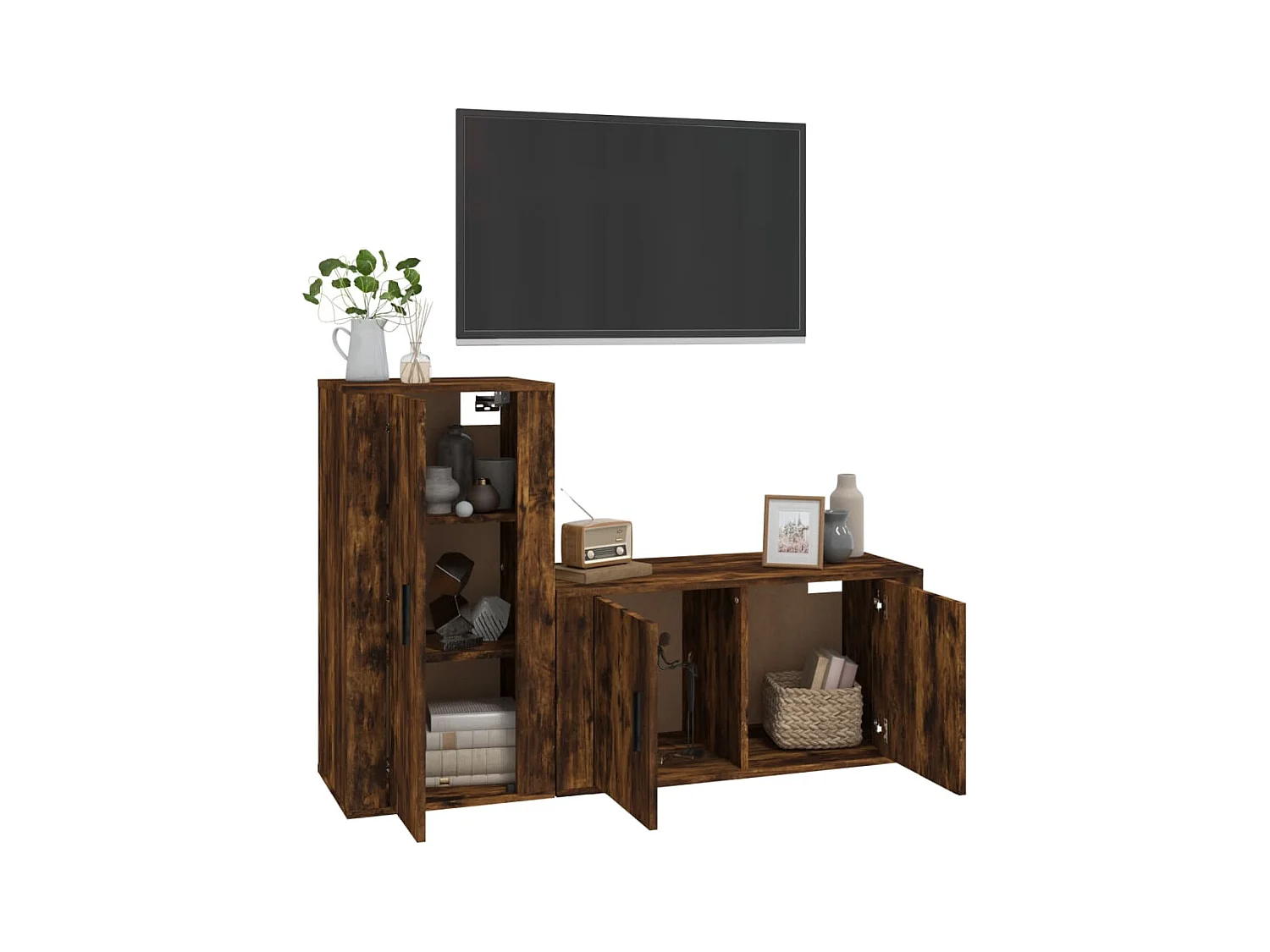Ensemble de meubles TV 2 pcs Chêne fumé Bois d'ingénierie
