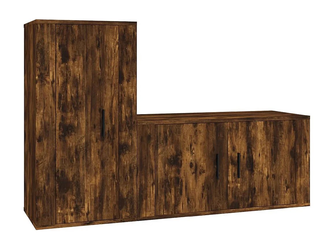 Ensemble de meubles TV 2 pcs Chêne fumé Bois d'ingénierie