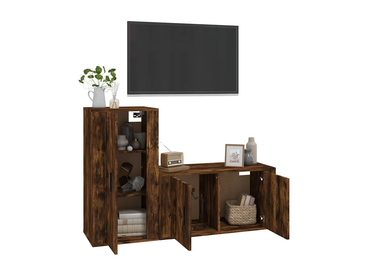 Ensemble de meubles TV 2 pcs Chêne fumé Bois d'ingénierie