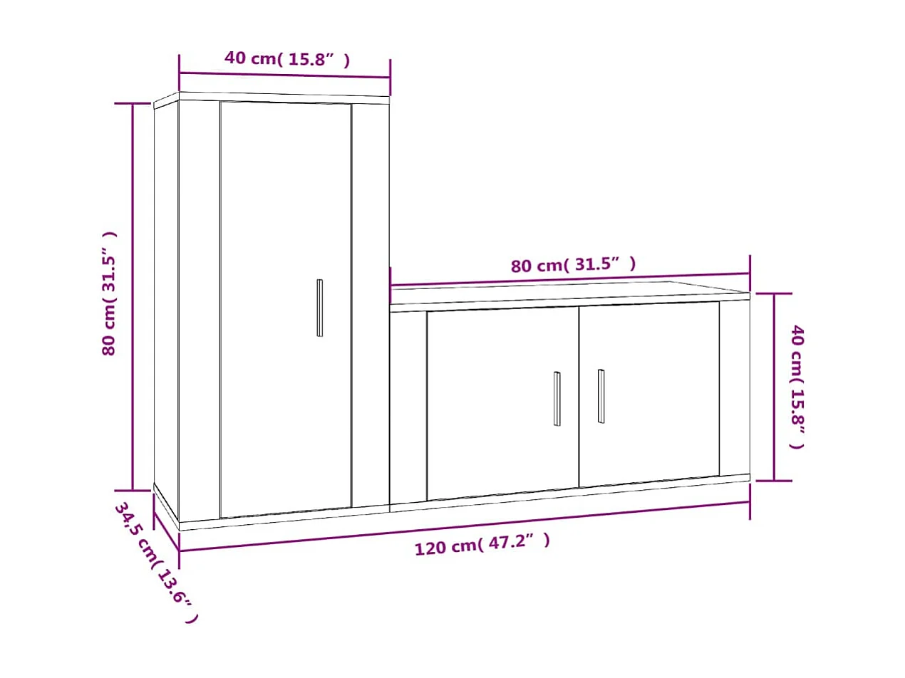 Ensemble de meubles TV 2 pcs Chêne fumé Bois d'ingénierie