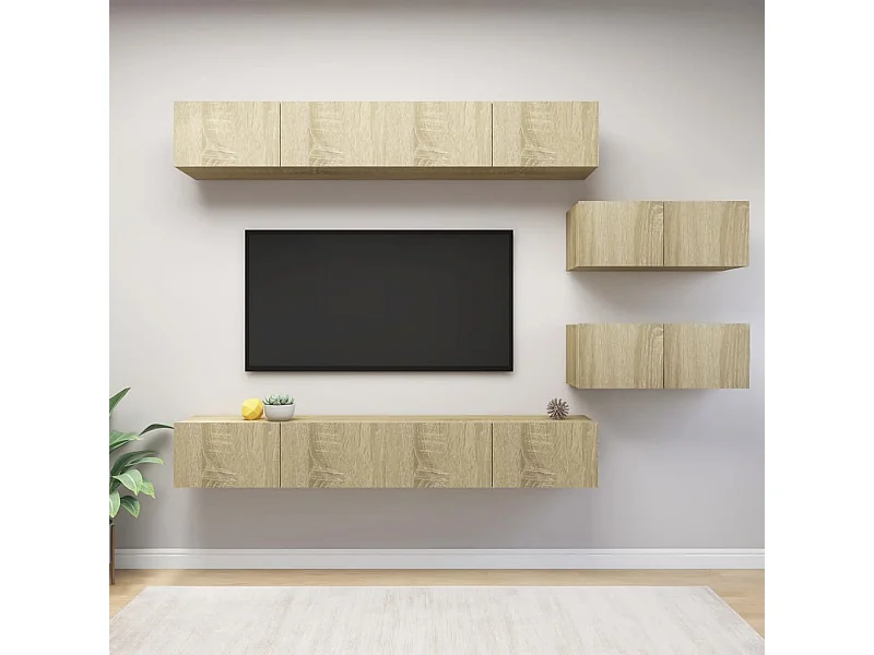 Set di mobili TV da 6 pezzi in legno ingegnerizzato Sonoma Oak