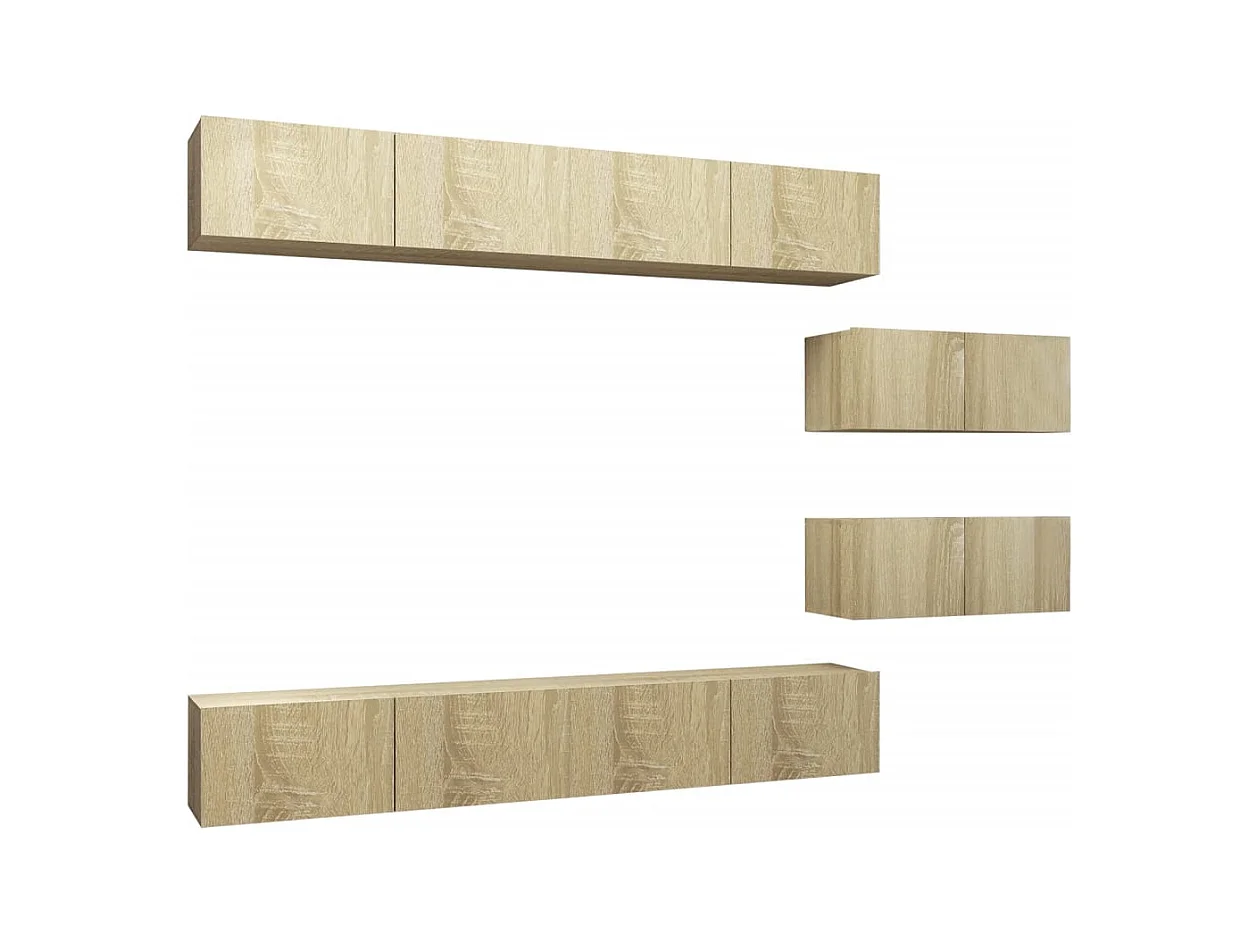 Ensemble de meuble TV 6 pcs Chêne sonoma Bois d'ingénierie