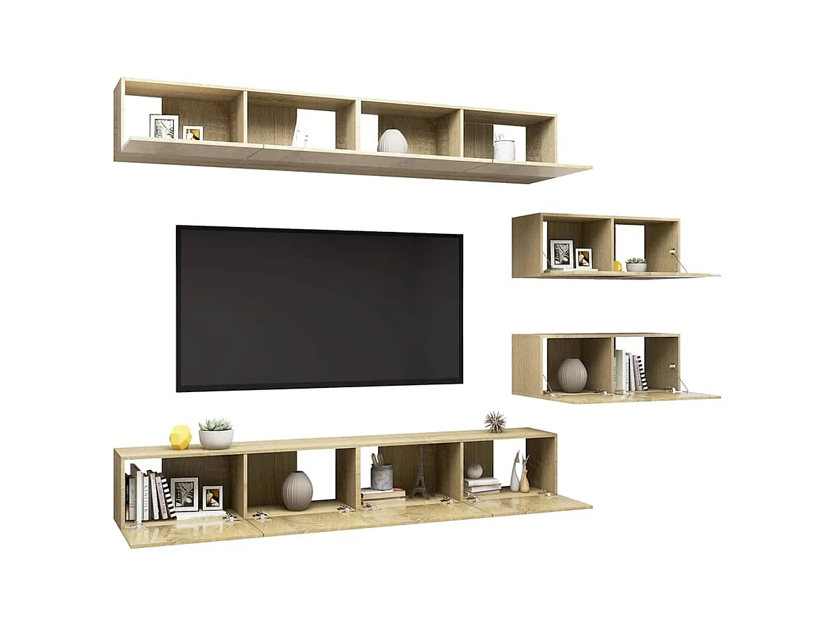 Ensemble de meuble TV 6 pcs Chêne sonoma Bois d'ingénierie