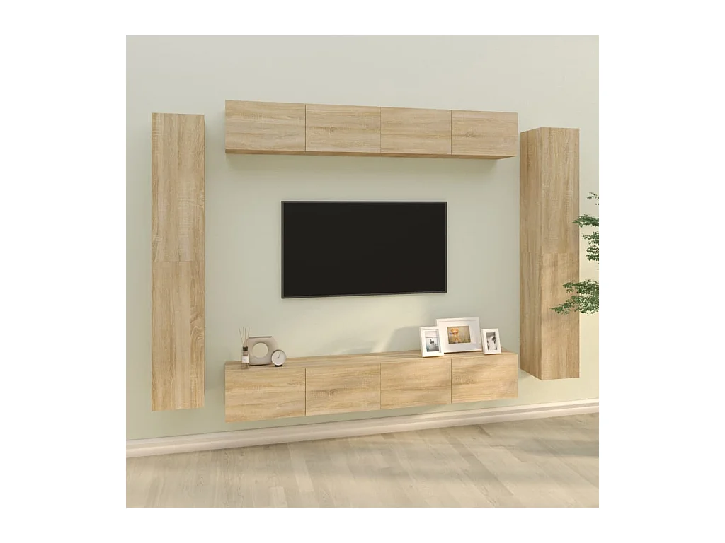 Ensemble de meubles TV 8 pcs Chêne sonoma Bois d'ingénierie