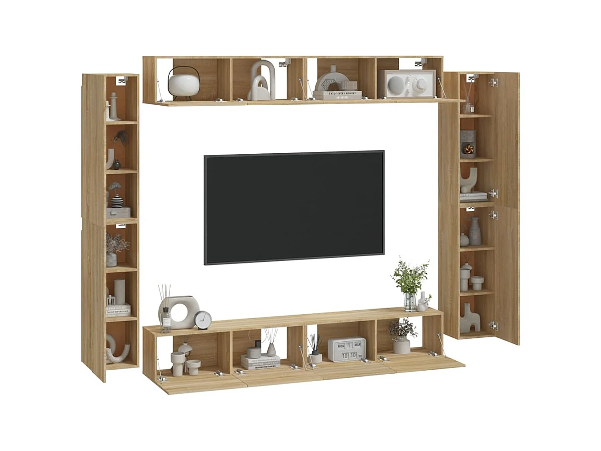 Ensemble de meubles TV 8 pcs Chêne sonoma Bois d'ingénierie