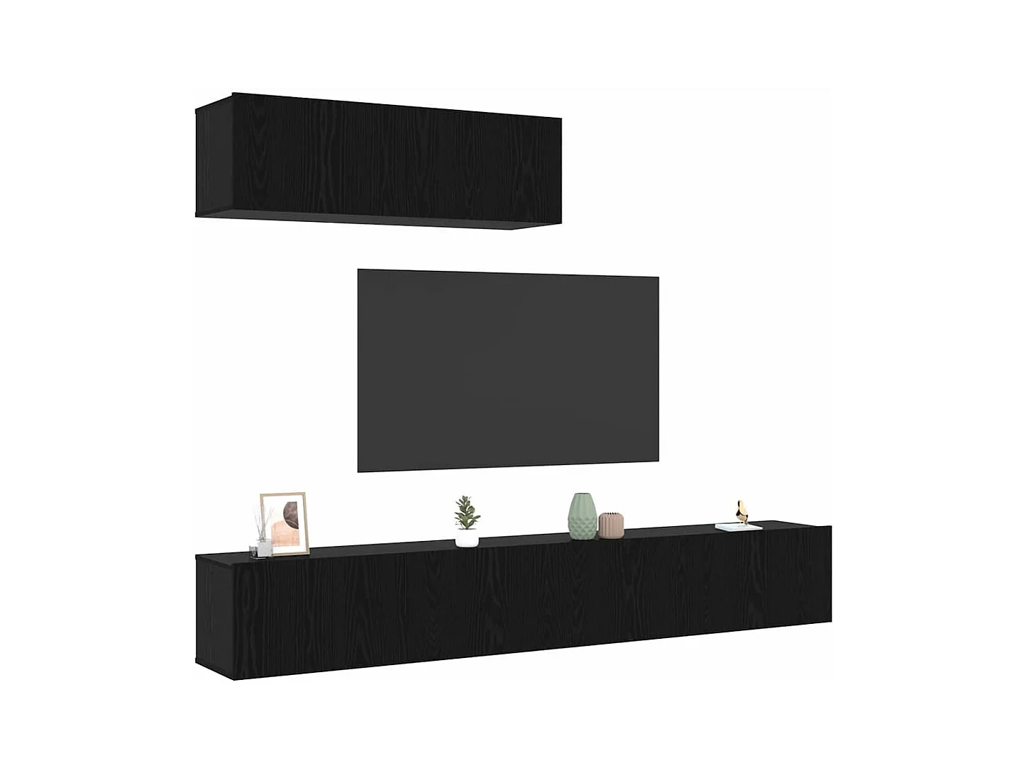 3-delige tv-meubelset Zwart eiken 200 x 30 x 30 cm