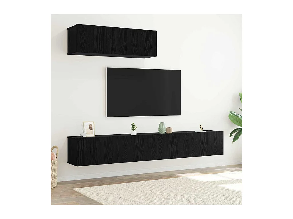 3-teiliges TV-Schrank-Set Eiche schwarz 200 x 30 x 30 cm