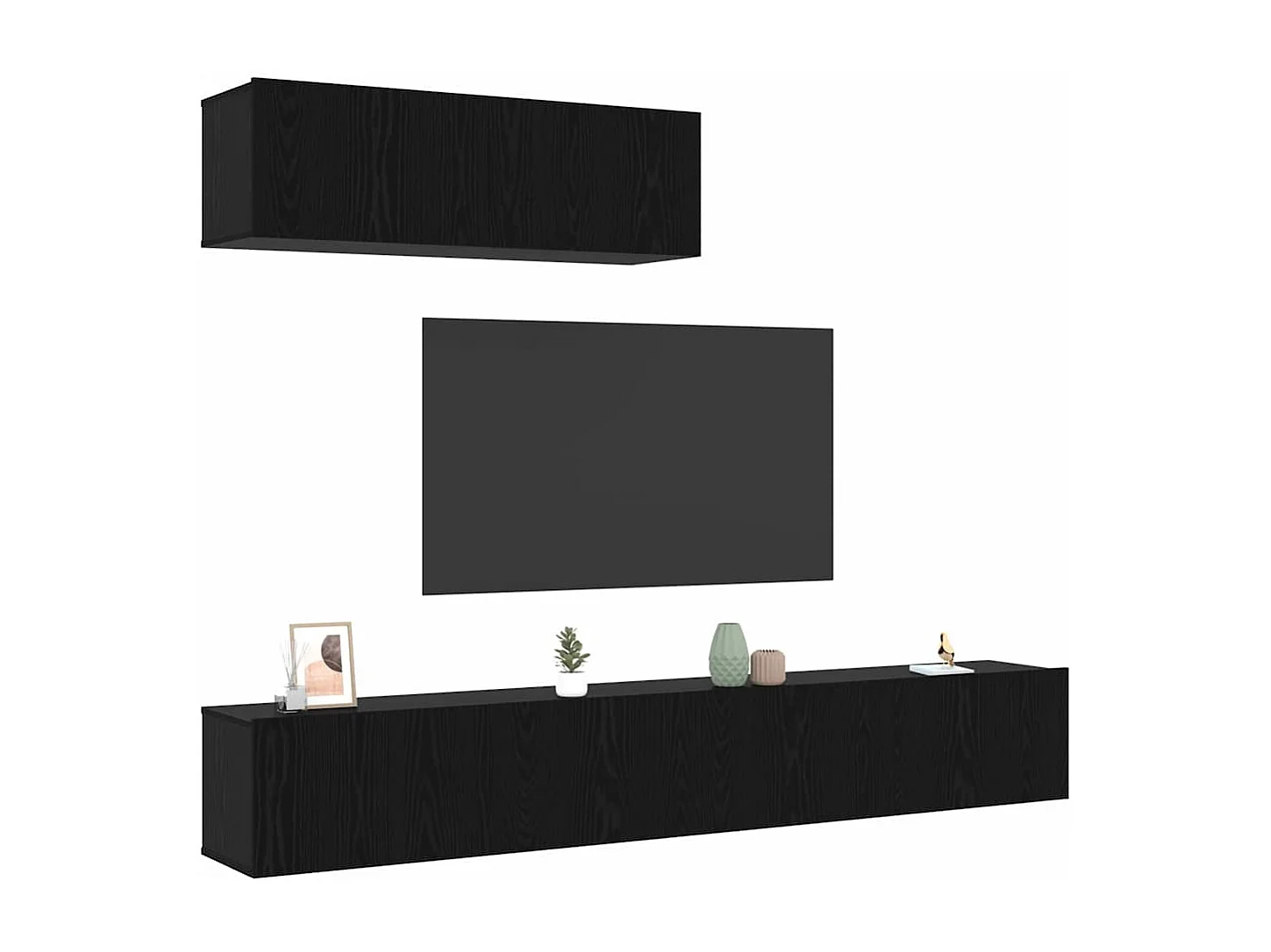 3-delige tv-meubelset Zwart eiken 200 x 30 x 30 cm