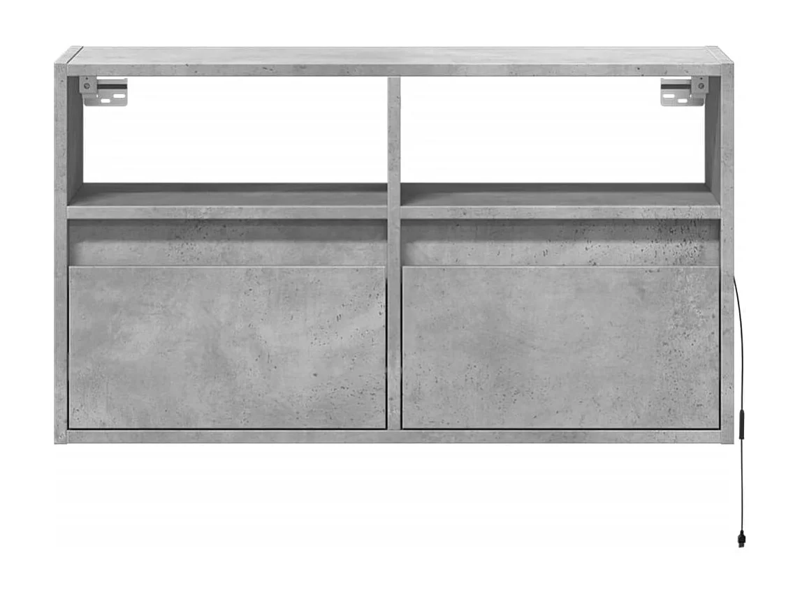 Mobile porta TV a parete con luci LED, grigio cemento, 80x31x45 cm