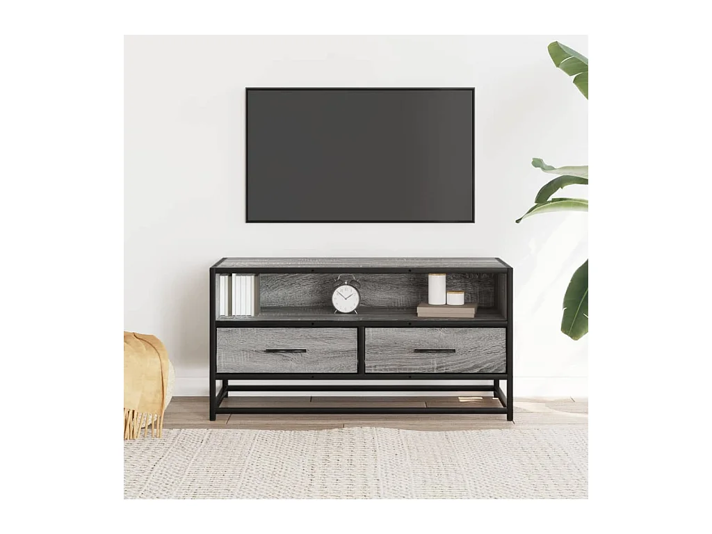 Meuble TV sonoma gris 80x34,5x40 cm bois d'ingénierie et métal