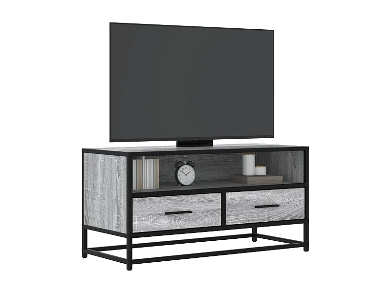 Meuble TV sonoma gris 80x34,5x40 cm bois d'ingénierie et métal