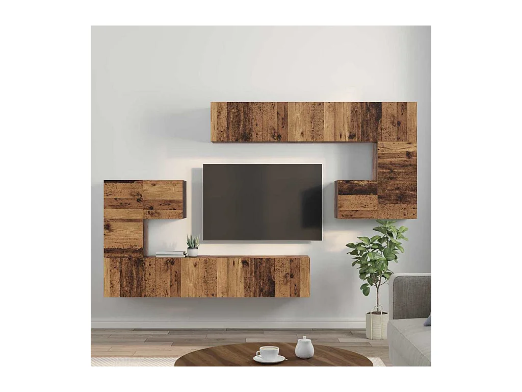 Ensemble meuble TV 8 pcs Bois ancien Moyen 30.5 x 30 x 30 cm