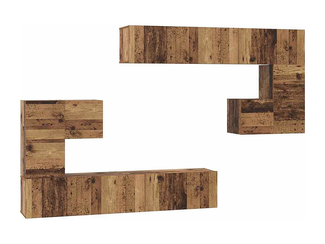 8-delige tv-meubelset Antiek hout Medium 30,5 x 30 x 30 cm