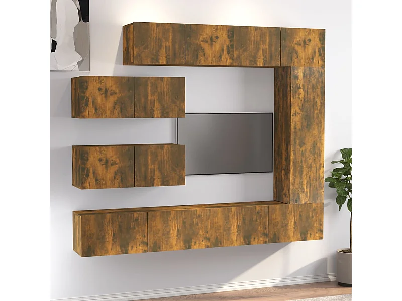 Ensemble de meubles TV 7 pcs Chêne fumé Bois d'ingénierie