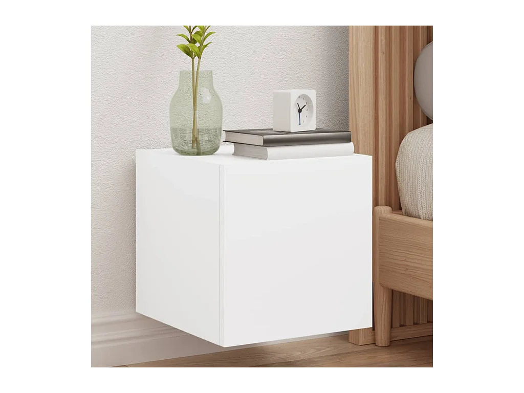 Wandmeubels met LED-verlichting 2 stuks wit 30,5x35x30 cm