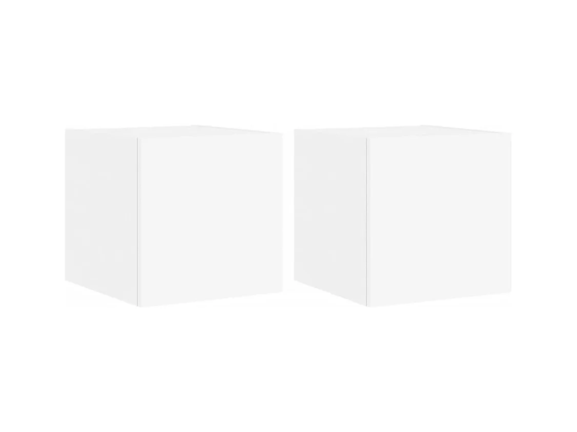 Wandmeubels met LED-verlichting 2 stuks wit 30,5x35x30 cm