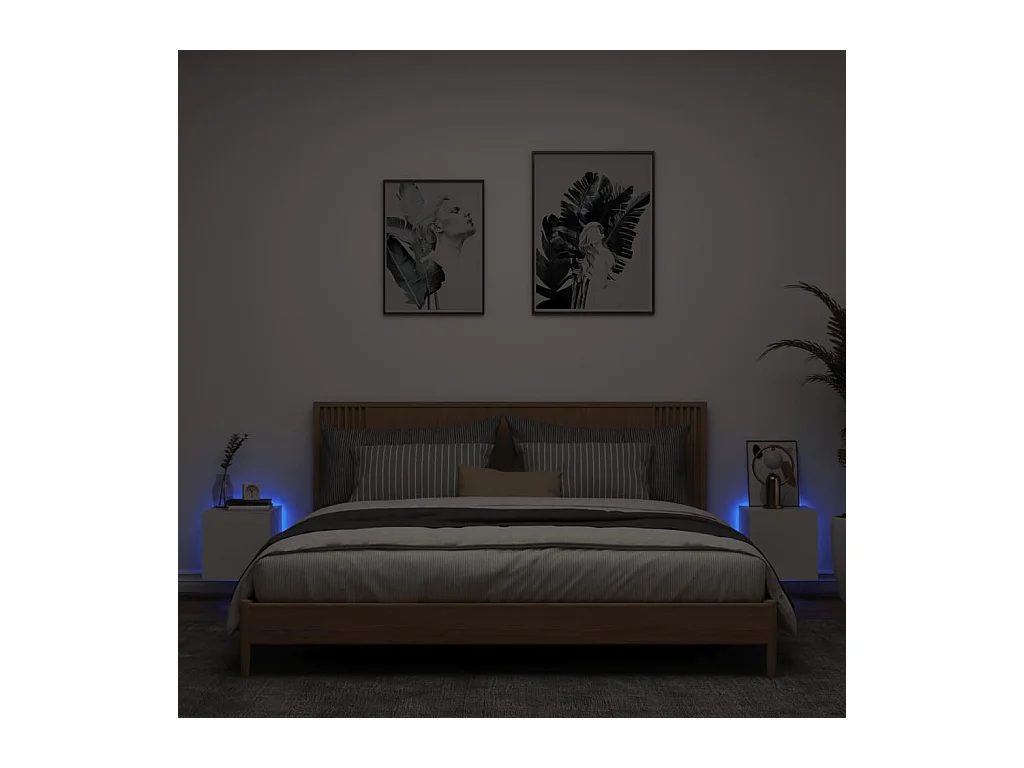Wandmeubels met LED-verlichting 2 stuks wit 30,5x35x30 cm
