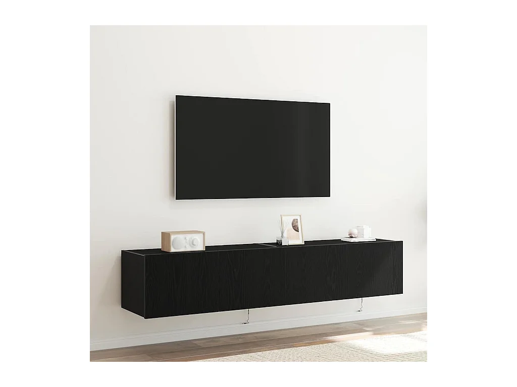 Meuble TV mural Chêne noir 80 x 35 x 31 cm Bois d'ingénierie