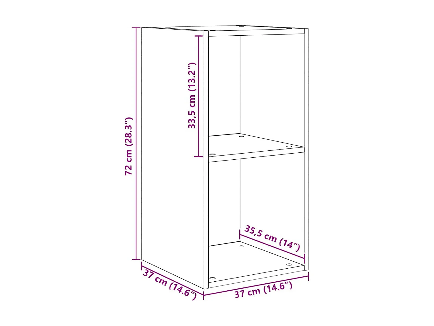 Mobile TV da parete a 4 pezzi, rovere artigianale, 37 x 37 x 72 cm