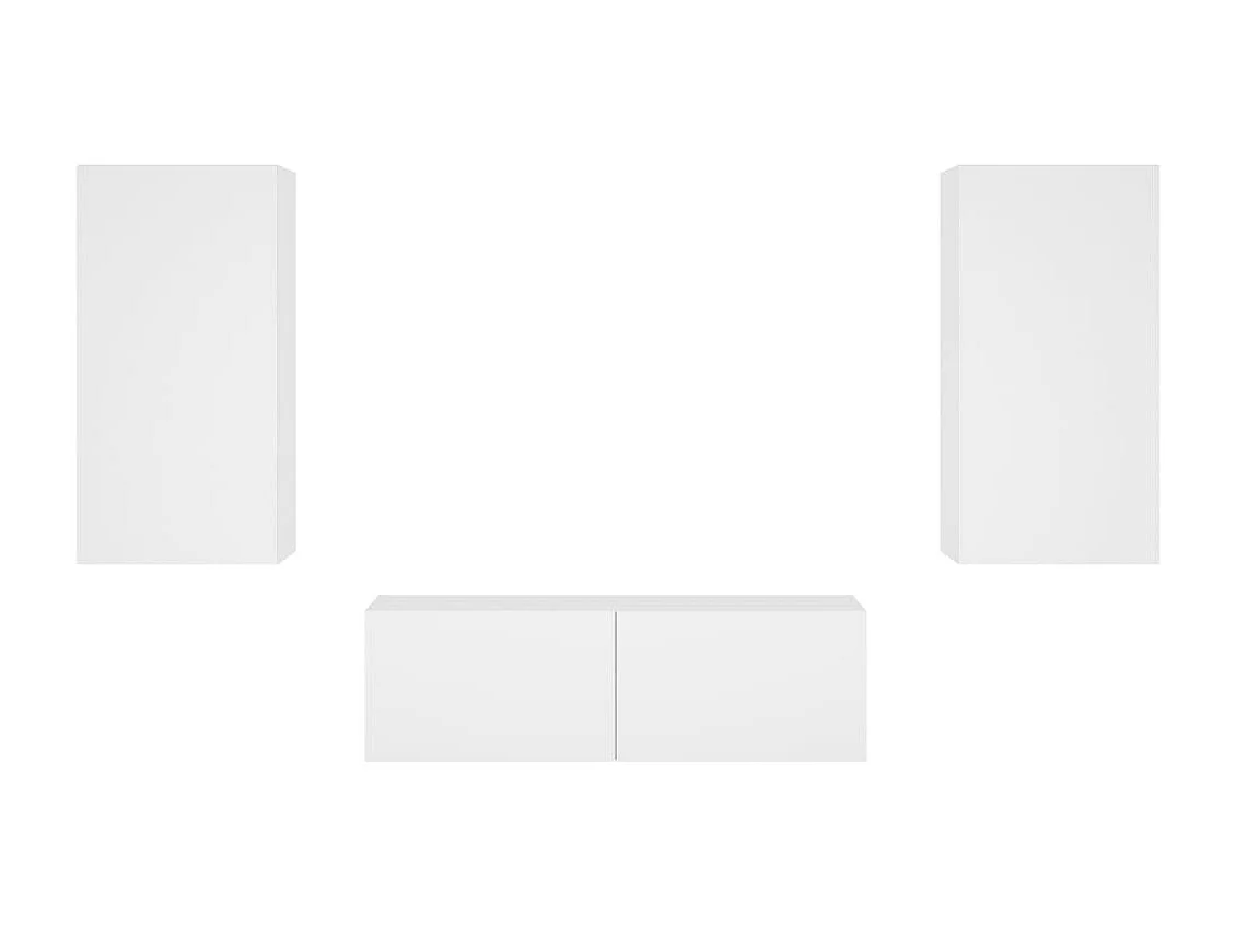 3-delige wand-tv-kast met ledverlichting, wit