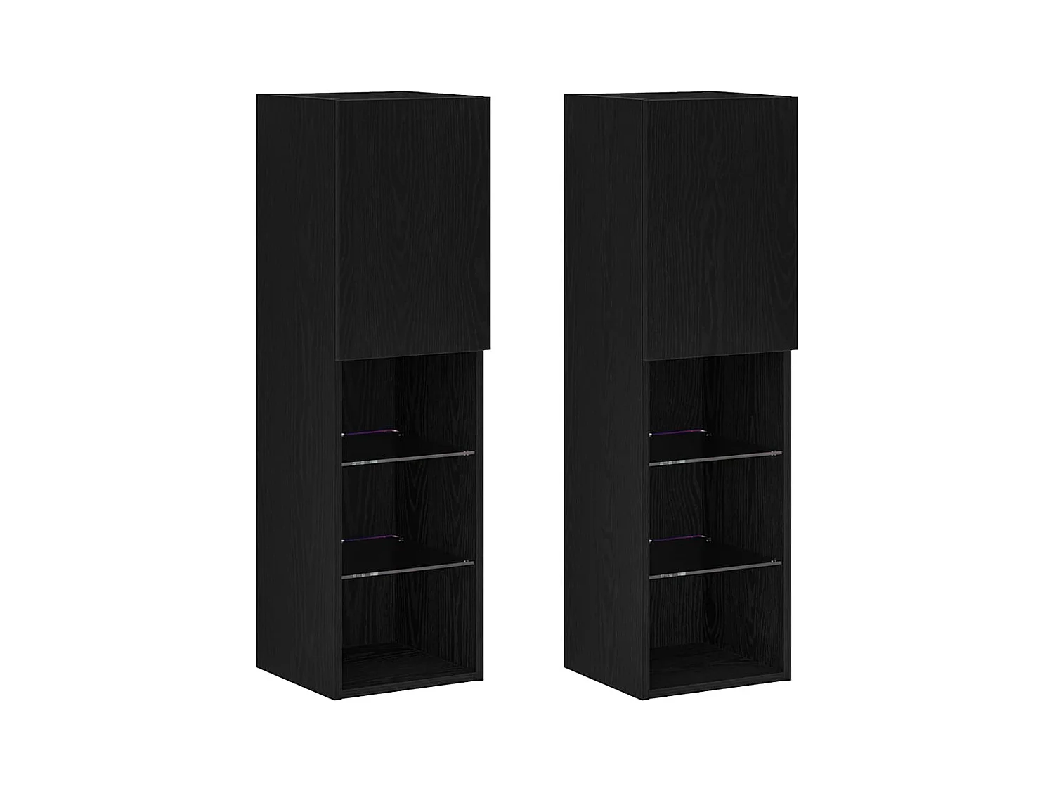 Meuble TV 2 pcs Noir 30.5 x 30 x 102 cm Bois d'ingénierie