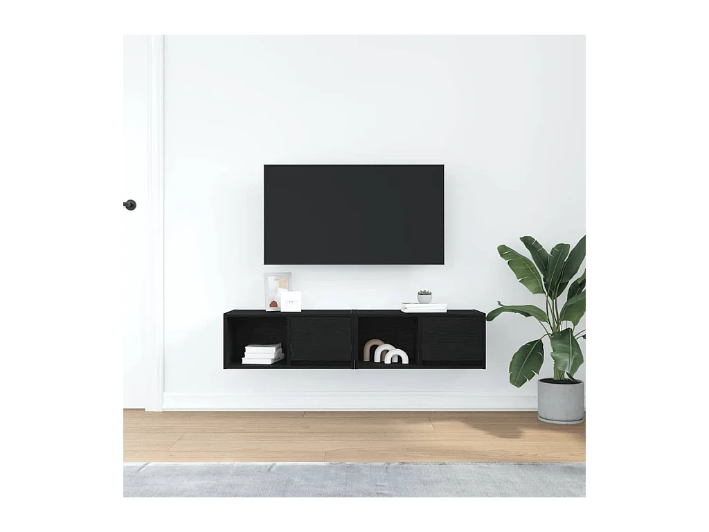 Meubles TV 2 pcs chêne noir 60x31x25,5 cm bois d'ingénierie