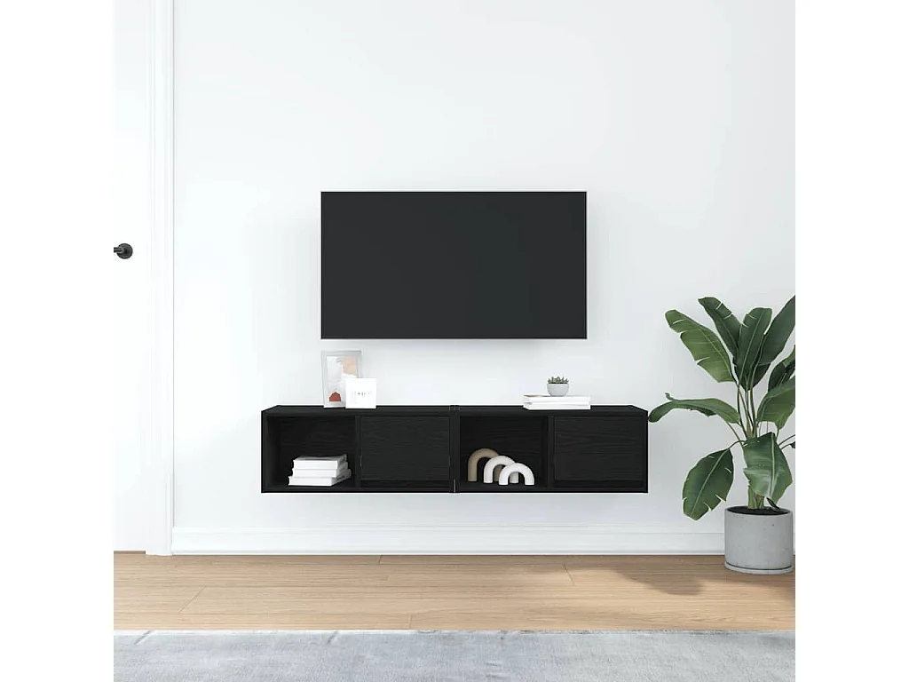 Meubles TV 2 pcs chêne noir 60x31x25,5 cm bois d'ingénierie